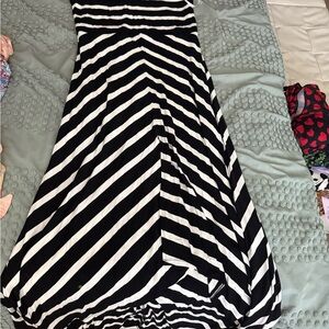 White House Black Market Black and White Asymmetrical A-Line Maxi Dress
